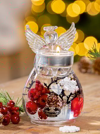 DECORATIUNI - Suport lumanare Dreamlight, Angel Petit Medium, „Winter Berries”, sticla, rosu, PU 4, H 12 cm, A. 8 cm