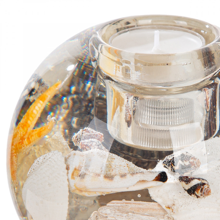 Suport lumânare Dreamlight (LED), Mercur Maxi, motiv scoică, sticlă, bej, PU 2, H 10 cm, D 11 cm [2]