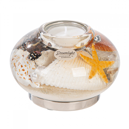 Suport lumânare Dreamlight, Tealight, Contessa, motiv scoici, sticlă, bej, PU 4, L. 11 cm, l. 11 cm, H 8 cm Suporturi lumanari - Suport lumânare Dreamlight, Tealight, Contessa, motiv scoici, sticlă, bej, PU 4, L. 11 cm, l. 11 cm, H 8 cm