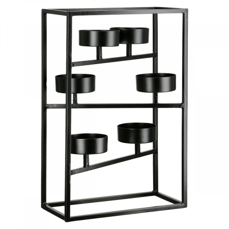 Suport lumanare, dreptunghiular, Ohio, Metal, negru, PU 2, L. 10 cm, L. 20 cm, H. 31,5 cm [1]