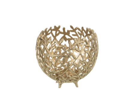 Suport lumanare frunza aluminiu, auriu L | L 20X l 20X H 18 cm [1]