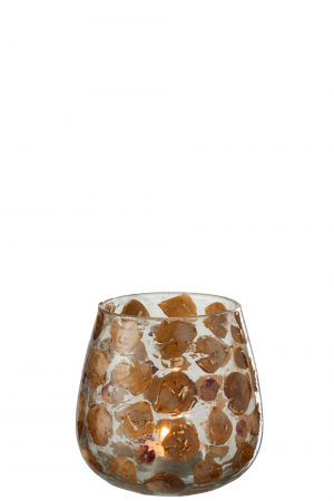 Suport lumanare Gerard, Sticla, Portocaliu, 14.5x14.5x15 cm [1]