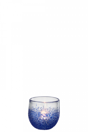 Suport lumanare Glass, Sticla, Albastru, 11x11x9.5 cm [2]