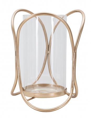 Suport lumanare Glox, Fier/Sticla, Auriu/Transparent, 21.5x16x16 cm [4]