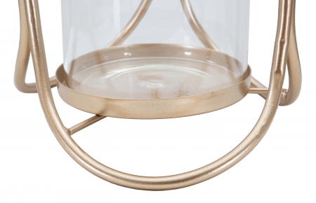 Suport lumanare Glox, Fier/Sticla, Auriu/Transparent, 21.5x16x16 cm [1]