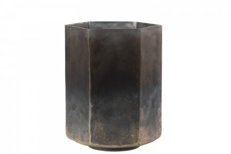 Suport lumanare Hexagone, Sticla, Gri, 14x14x18 cm Suporturi lumanari - Suport lumanare Hexagone, Sticla, Gri, 14x14x18 cm