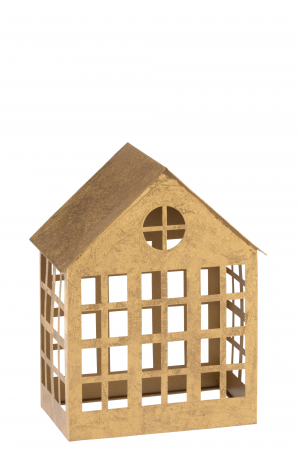 SALE % - Suport lumanare House Delta, Metal/Fier, Auriu, 22.5x15x28 cm