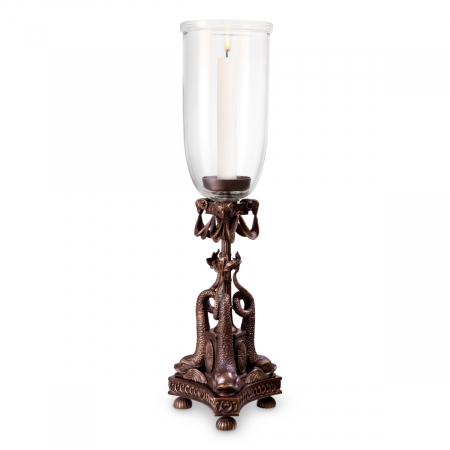 DECORATIUNI - Suport lumanare Hurricane, Britannia finisaj din bronz, Dims: Ø 22 | H. 68  (CM)