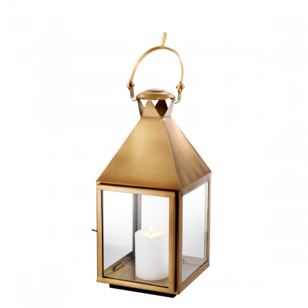 Suport lumanare Hurricane, Spur S, finisaj din alamă cu aspect vintage , Dims: L. 24 | W. 24 | H. 70  (CM) [3]