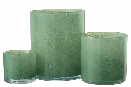 Suport lumanare Jade, Sticla, Verde, 15x15x18 cm [3]