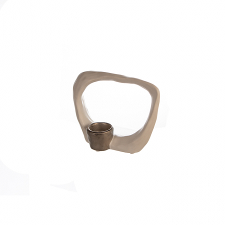 Suport lumanare KADOMA, ceramica, alb/argintiu, 14.5x20 cm [2]