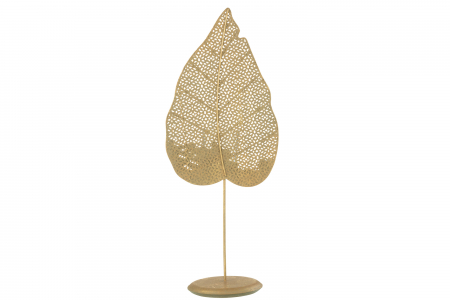 SALE % - Suport lumanare Leaf, Metal/Fier, Auriu, 50x19x12.5 cm