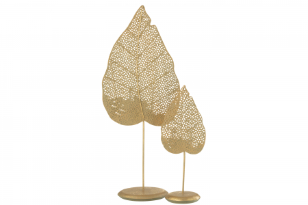 Suport lumanare Leaf, Metal/Fier, Auriu, 50x19x12.5 cm [4]
