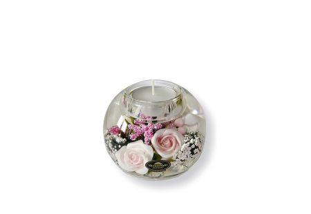 Suport lumanare Little Rose, sticla, multicolor, 6x8 cm [1]