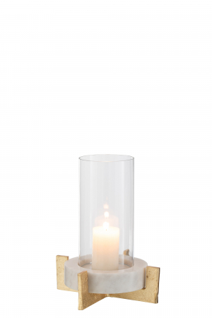 Suport lumanare Marble, Sticla, Champagne, 20x20x30 cm [1]
