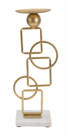 Suport lumanare Marie, Fier/Marmura, Auriu/Alb, 31,5x13x10 cm [1]
