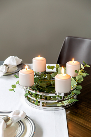 Suport lumanare MODENA, metal placat cu nichel, 12 x 30 cm [1]