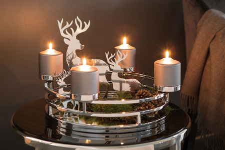 Suport lumanare MODENA, metal placat cu nichel, 12 x 30 cm [2]