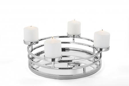 SALE % - Suport lumanare MODENA, metal placat cu nichel, 12 x 30 cm