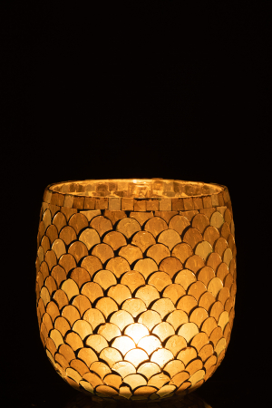 Suport lumanare Mosaic, Sticla, Alb, 15.5x15.5x16 cm [2]