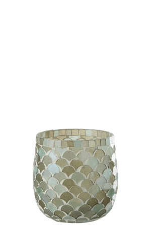 Suport lumanare Mosaic, Sticla, Albastru, 12x12x12.5 cm Suporturi lumanari - Suport lumanare Mosaic, Sticla, Albastru, 12x12x12.5 cm