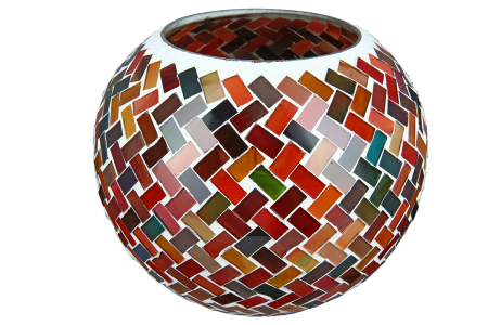 Suport lumanare Mosaic, Sticla, Multicolor, 12.5 cm [2]