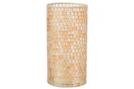 SALE % - Suport lumanare Mosaic, Sticla, Orange, 15x15x29 cm