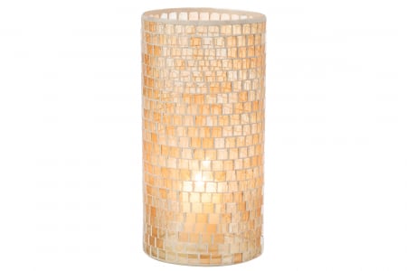 Suport lumanare Mosaic, Sticla, Orange, 15x15x29 cm [1]