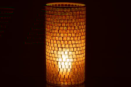 Suport lumanare Mosaic, Sticla, Orange, 15x15x29 cm [2]
