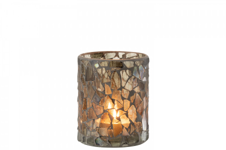 Suport lumanare Mosaic, Sticla, Verde, 12x12x13.5 cm [1]