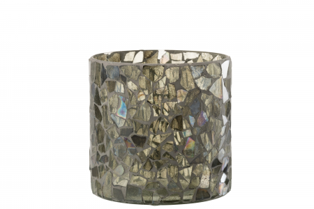 Suport lumanare Mosaic, Sticla, Verde, 17x17x16 cm Suporturi lumanari - Suport lumanare Mosaic, Sticla, Verde, 17x17x16 cm