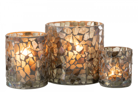 Suport lumanare Mosaic, Sticla, Verde, 17x17x16 cm [4]