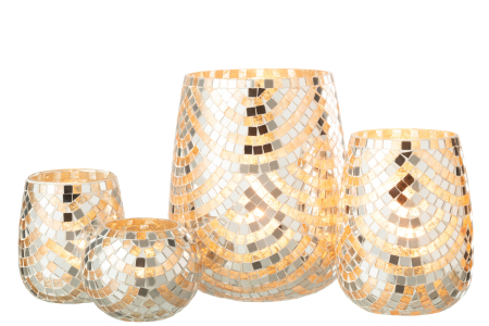 Suport lumânare, Mozaic Argintiu Xl [4]