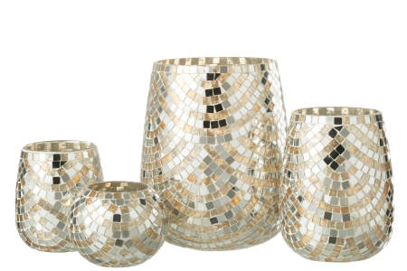 Suport lumânare, Mozaic Argintiu Xl [3]