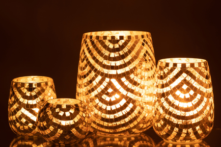 Suport lumânare, Mozaic Argintiu Xl [5]