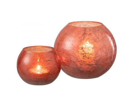 Suport lumanare Nuria, Sticla, Rosu, 18.5x18.5x16 cm [4]