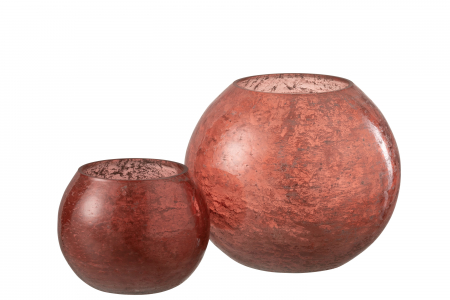 Suport lumanare Nuria, Sticla, Rosu, 18.5x18.5x16 cm [3]