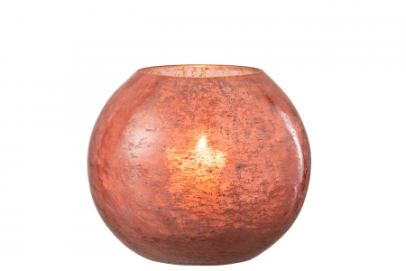 Suport lumanare Nuria, Sticla, Rosu, 18.5x18.5x16 cm [1]