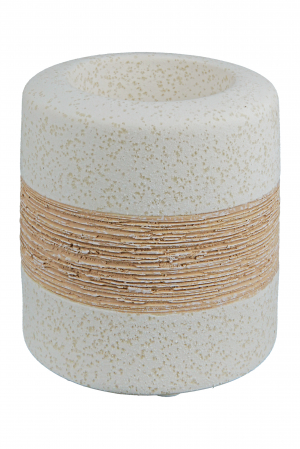 SALE % - Suport lumanare Olbia, Ceramica, Maro/Crem, 9x8 cm
