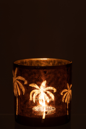 Suport lumanare Palm Tree, Sticla, Maro, 15x15x15 cm [2]