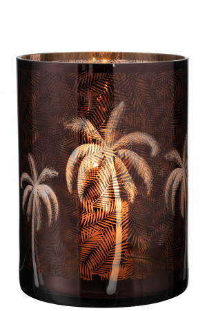 Suport lumanare Palm Tree, Sticla, Maro, 17.5x17.5x24 cm [1]