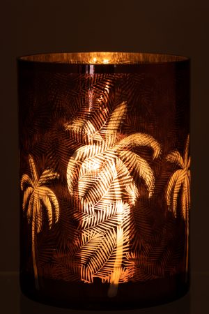 Suport lumanare Palm Tree, Sticla, Maro, 17.5x17.5x24 cm [2]