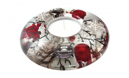 SALE % - Suport lumanare pastila DREAM- berrries, sticla,11x4 cm