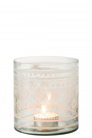 Suport lumanare Pattern, Sticla, Transparent, 15x15x16 cm [1]