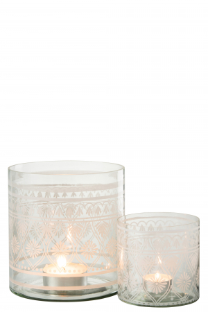 Suport lumanare Pattern, Sticla, Transparent, 15x15x16 cm [4]