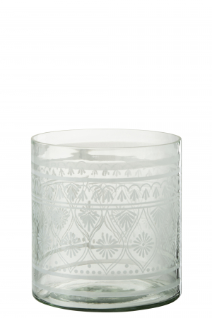 SALE % - Suport lumanare Pattern, Sticla, Transparent, 15x15x16 cm