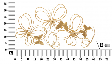 Suport lumanare pentru perete Butterflies, Fier/Sticla, Auriu, 34x61x12 cm [5]