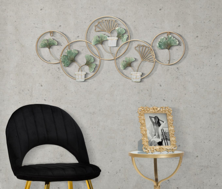 IN STOC - Suport lumanare pentru perete Greenery, Fier/Sticla, Multicolor, 35.5x80x7.5 cm