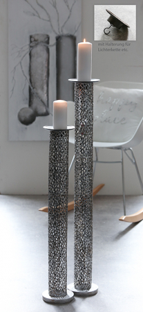 Suporturi lumanari - Suport lumanare Purley metalic, argintiu, 80x15 cm