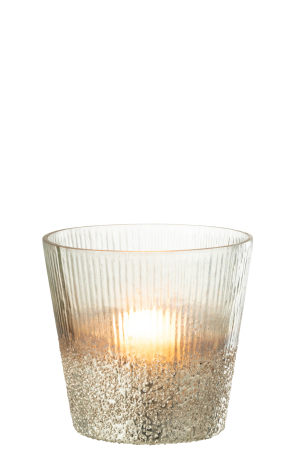 Suport lumânare, Ribbed Argintiu L [1]